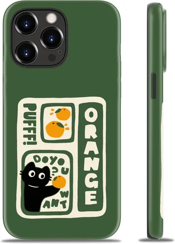 Miniatura 36 de Goodon para iPhone 17 Pro, Funda Estética de Gato Negro y Niña Naranja, Compatible con Magsafe, Funda Protectora Retro Única y Moderna de Silicona
