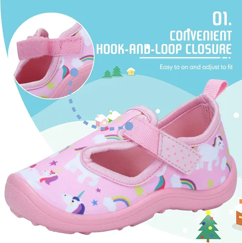 Miniatura 4 de FANTURE Zapatos de agua para niños y niñas, lindas sandalias acuáticas, playa, piscina, parque acuático, tenis acuáticos, para niños pequeños