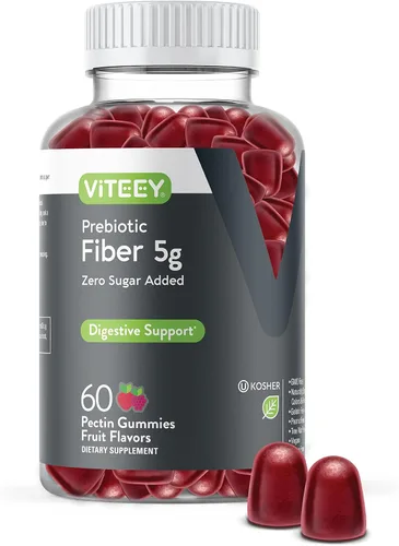Viteey Gomitas de fibra prebiótica para adultos, 0.18 oz - Gomitas de suplemento de fibra soluble digestiva y salud intestinal - Cero azúcar