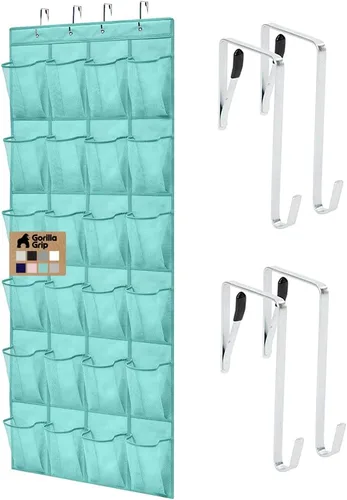 Miniatura 11 de Gorilla Grip - Zapatero para colgar en la puerta, 24 bolsillos de malla para sostener hasta 40 libras, organizador para parte trasera del armario