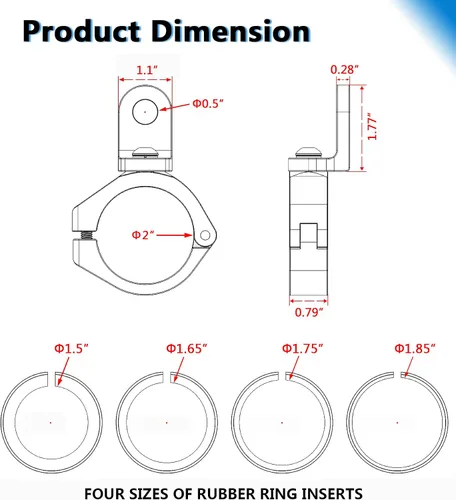 Miniatura 5 de VAZESWIN Soporte de luz para látigo UTV, soporte de bandera de látigo UTV resistente de aleación de aluminio, soporte de montaje de barra de luz