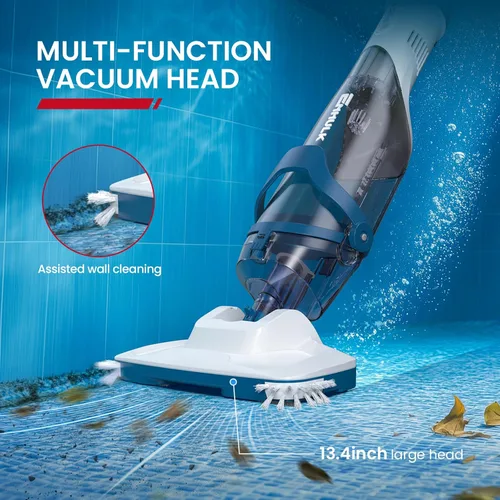 Miniatura 7 de ENHULK Aspiradora de piscina para piscina sobre el suelo, cabezal mejorado de 13.4 pulgadas de ancho y poste telescópico, potente succión de 18.5
