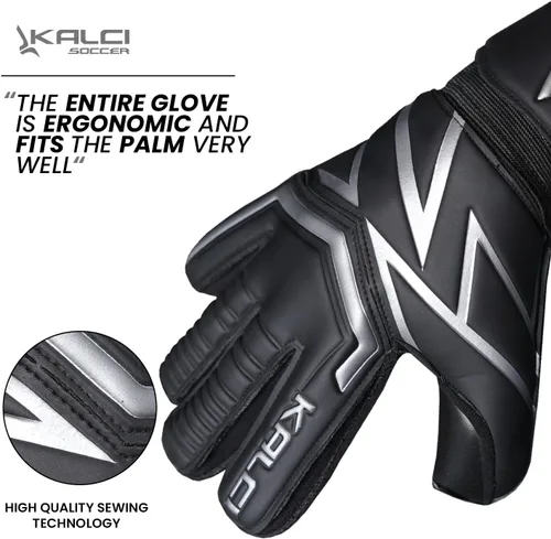 Miniatura 5 de Kalci Guantes de portero de fútbol con acolchado de espuma de látex para niños/adultos, protección de dedos transpirables, guantes de portero