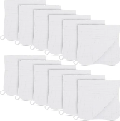 Miniatura 10 de Paquete de 12 paños de muselina para eructos, grandes de 20 x 10 pulgadas, ultra absorbentes, 100% algodón para babas y desorden del bebé, trapo