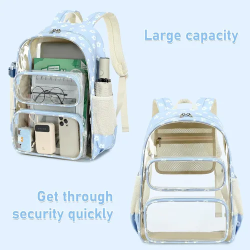 Miniatura 31 de CAMTOP Mochila transparente resistente y transparente para estudiantes, escuela, trabajo, festival, viajes, deportes, Beige, Mediana, Camtop Mochila