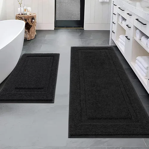 Miniatura 38 de SHACOS Juego de alfombras pequeñas de baño de 2 piezas con tapetes de baño en forma de U, tapetes de inodoro de 16x24 + 20x24 pulgadas, tapetes