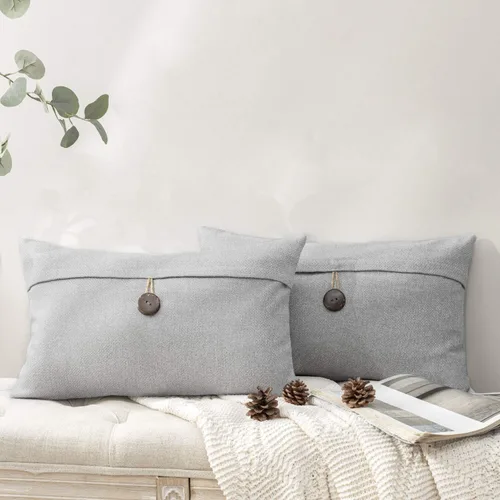 Miniatura 14 de Funda decorativa de lino Phantoscope para almohadones, con botón, 18" x 18
