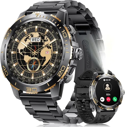 LIGE Relojes inteligentes para hombres, marca/respuesta de llamada, reloj de fitness AMOLED de 1.43 pulgadas con monitor de frecuencia