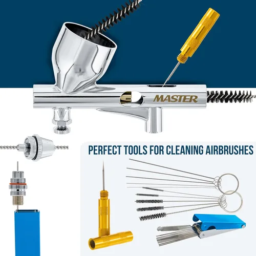 Miniatura 7 de Master Airbrush Cool Runner II Kit de sistema de compresor de tanque de aire de doble ventilador con kit profesional de aerógrafo de gravedad G233