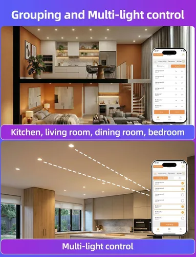 Miniatura 7 de Paquete de 12 bombillas LED empotradas BR30, 16 millones de colores RGB, control Bluetooth APP BRmesh APP 2700K-6000K blanco sintonizable, base E26