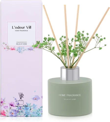 L'odeur Vill Juego de difusor de caña de flores 3.38 fl oz/vainilla difusor de baño auto decoración para el hogar fragancia