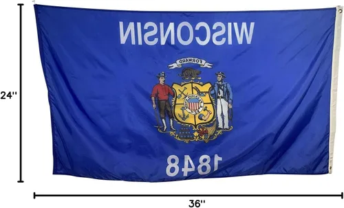 Miniatura 6 de Bandera del estado de Wisconsin de 2 x 3 pies, nailon para todo tipo de clima y costuras reforzadas en el extremo de la mosca, fabricada en Estados