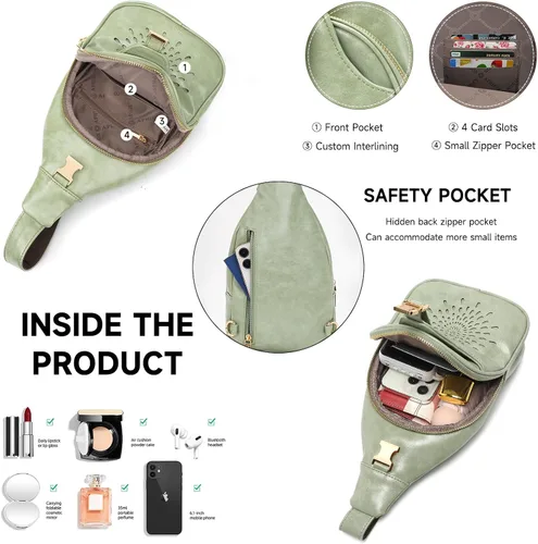 Miniatura 4 de APHISON Bolso bandolera para mujer, riñonera cruzada para mujer, mochila pequeña de moda con correa de guitarra