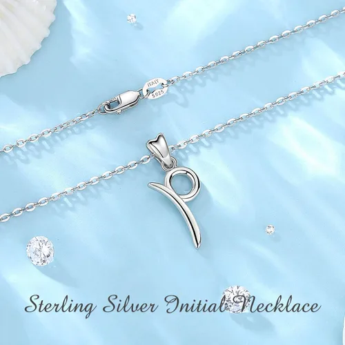 Miniatura 79 de EUDORA Collares de plata esterlina con inicial para mujer, regalos clásicos de 26 letras sin cuello para niñas, hermana, madre hija, cadena de 18