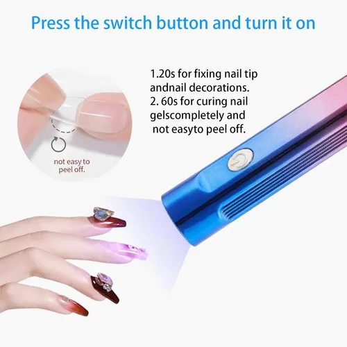 Miniatura 5 de MIOBLUE Lámpara de uñas LED UV de mano, secadora de uñas UV de 3 temporizadores para esmalte de gel, luz de uñas USB recargable inalámbrica, secado