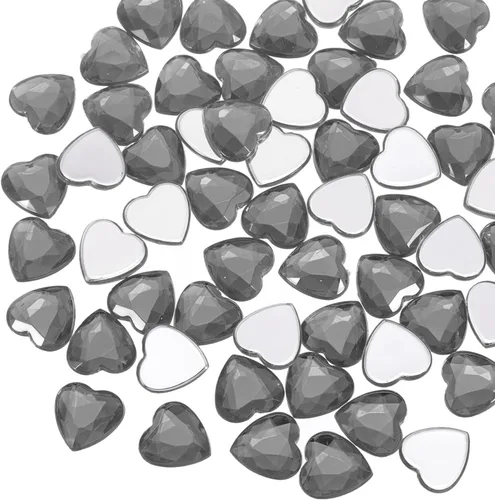 Miniatura 12 de MECCANIXITY 60 calcomanías acrílicas de diamantes de imitación de corazón de 0.315 in con parte trasera plana, gemas de plástico para manualidades