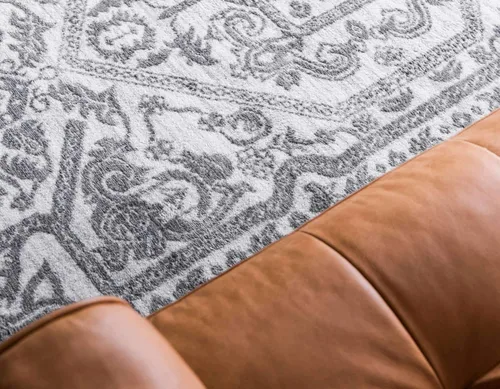Miniatura 6 de Unique Loom Boston Collection - Alfombra de área con medallón (3 pies 3 pulgadas, redonda, blanco/gris)