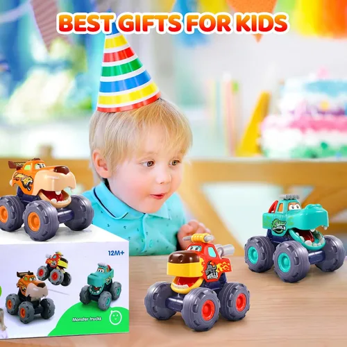 Miniatura 5 de OCATO Juguetes de Carro para Regalos de Niño de 1 Año, Camiones Monstruo de Juguete con Retroceso para Niños Pequeños de 1-3, Regalo de Cumpleaños