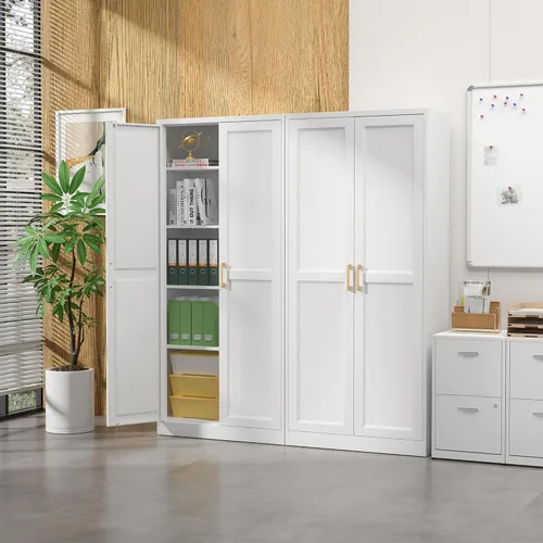 Miniatura 2 de SteeLoong - Gabinete de despensa de cocina, gabinete de almacenamiento de metal blanco de 71" con puertas y 4 estantes ajustables, gabinete