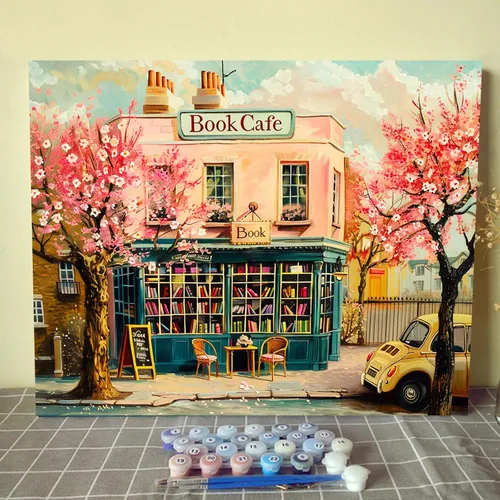 Miniatura 12 de Aihonmin Estantería 6 Pack Pintar por Números para Adultos Libros Pintura DIY sobre Lienzo con Pinceles Pigmento Manualidades DIY Pintura Acrílica
