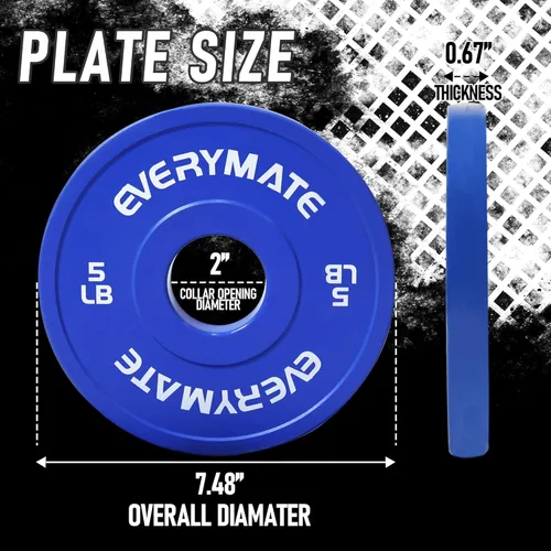 Miniatura 3 de EVERYMATE Placas de Peso de Cambio 1.25LB 2.5LB 5LB Juego Placa Fraccional Placas Olímpicas de Parachoques para Entrenamiento Cruzado Placas