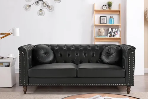 Miniatura 21 de Container Furniture Direct S5370-S Kittleson Velvet Upholstered Modern Chesterfield Sofa with Nailhead Trim, Gray