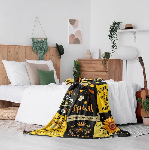 Miniatura 4 de Punofell Regalos únicos de abeja para mujeres/hombres/niños, manta temática de abeja bonita de 50 x 60 pulgadas, decoración de abeja, accesorios