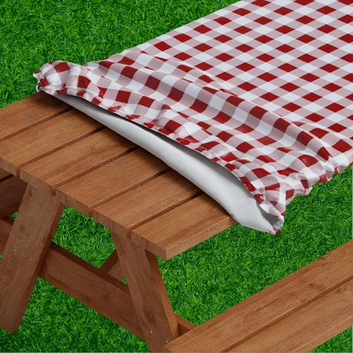 Miniatura 12 de Sorfey Mantel de picnic ajustado con elástico, vinilo con reverso de franela, se adapta a mesa de 48 x 24 pulgadas, rectangular, a prueba de agua