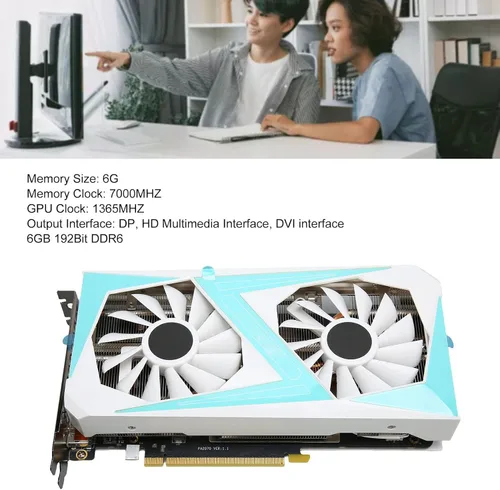 Miniatura 3 de Tarjeta gráfica para juegos DDR6 de rendimiento mejorado de 6 GB con ventilador de enfriamiento, reloj de memoria de 7000 MHz, interfaz de juego