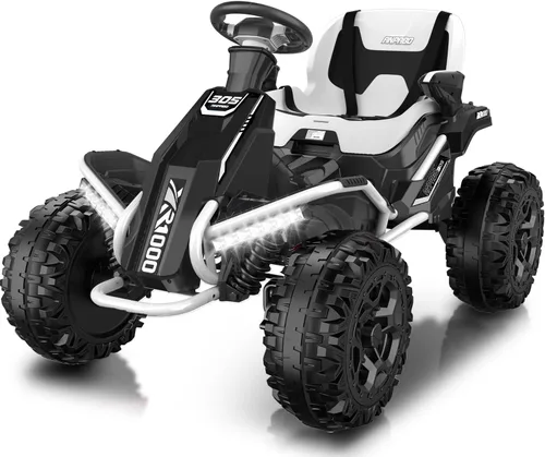 ANPABO Juguete de Montar 24V 4x4 para Niños Grandes, Motores 4x200W, 5MPH, Automóvil para Niños con Control Remoto para Padres, Asiento Ancho Blanco