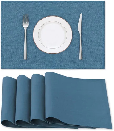 Miniatura 26 de H.VERSAILTEX Juego de 4 manteles individuales de lino de alta calidad para mesa de comedor, a prueba de derrames, impermeables, resistentes al