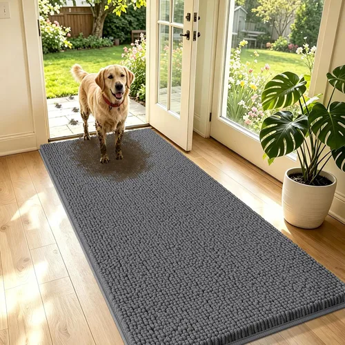 Miniatura 33 de IM HOME Tapete de chenilla absorbente para exterior 36" x 24", tapetes lavables antideslizantes para perros, tapete para puerta interior para Marrón