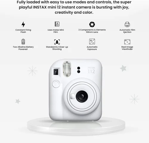 Miniatura 4 de Fujifilm Instant Mini 12 cámara + paquete de accesorios y funda personalizada + Fuji Instant (20 disparos) Mini álbum de fotos de diseñador