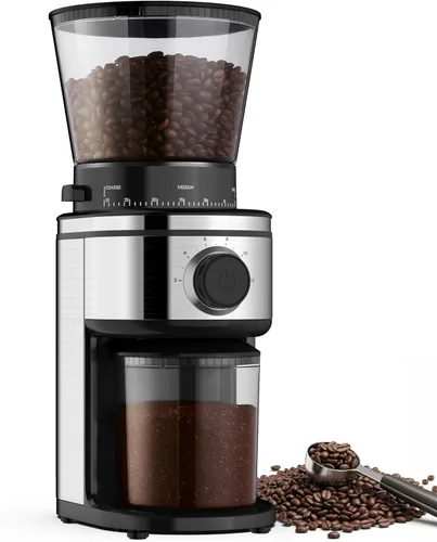 AYCHIRO Molinillo de Café Eléctrico, Molinillo de Muelas Cónicas con 30 Ajustes de Molienda para 2-12 Tazas, Molinillo de Muelas Ajustable para Uso