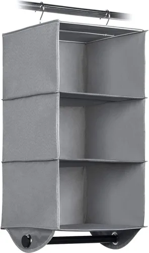 Miniatura 8 de HOLDN' STORAGE Organizador colgante de armario con barra de ropa, estantes colgantes de 3 estantes resistentes para ropa, suéteres y zapatos, unidad