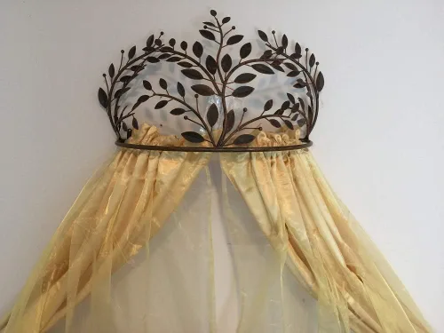 Miniatura 11 de OctoRose Dosel Corona de Pared de Metal para Cama - Decoración de Pared Corona Antigua con Varillas y Herrajes Incorporados - para Sobre Camas
