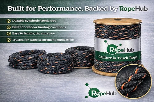 Miniatura 6 de RopeHub - Cuerda de polipropileno trenzado de 3 hebras para camión de California, para seguridad de carga, amarres, uso de camiones y remolques