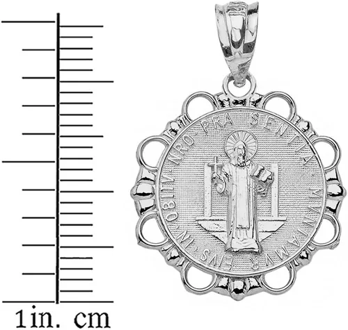 Miniatura 2 de Colgante redondo Medalla De San Benito San Benito Oro Blanco 14k, Oro blanco