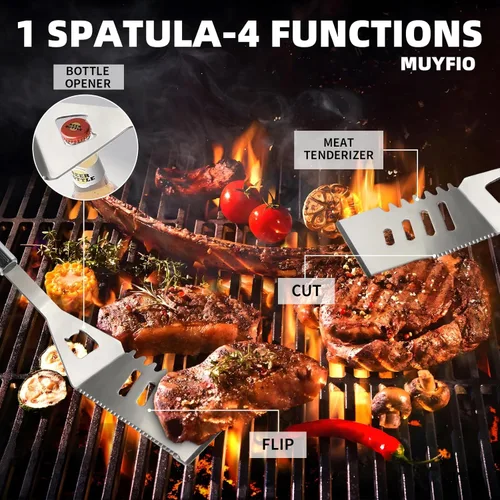 Miniatura 2 de 11 piezas de accesorios para parrilla de barbacoa de acero inoxidable, regalos para papá en el día del padre, juego de herramientas de parrilla