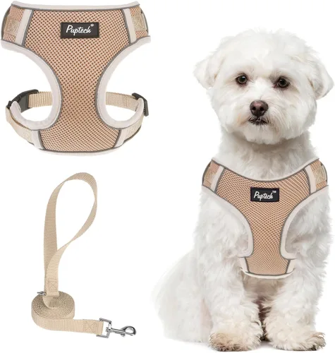 Miniatura 41 de PUPTECK Juego de arnés y correa para perro pequeño, arnés ajustable sin tirones para cachorro, chaleco de malla suave reflectante para mascotas