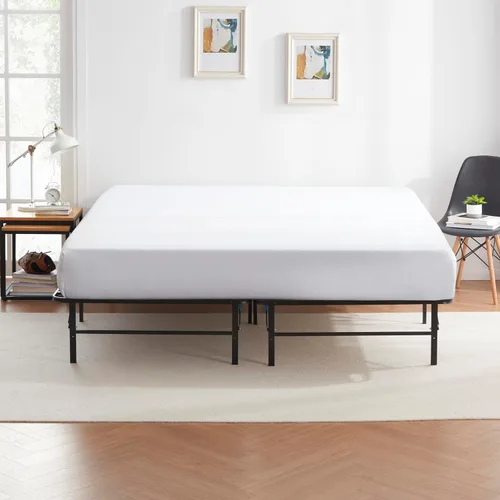 Miniatura 5 de Nestl Marco de cama plegable de tamaño completo, cama plataforma, acero, montaje fácil sin herramientas, 14 pulgadas de alto, completo, negro