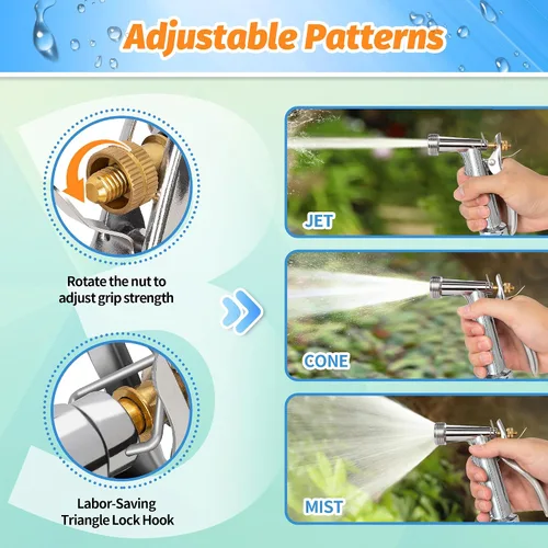 Miniatura 2 de AUTOMAN Full Size Garden Hose Nozzle, High Pressure Pistol Grip Water Nozzle Sprayer with Threaded Front, Adjustable Spray Water Flow for Washing