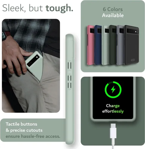 Miniatura 6 de TUDIA MergeGrip [grado militar] Funda protectora para Google Pixel 6a (2022), [probada en caídas], de doble capa, a prueba de golpes, delgada, Green