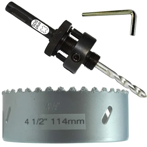 Miniatura 79 de Sierra de agujero HSS con mandril piloto de 2 piezas de alta velocidad para perforar madera y acero, broca de 1/4" de diámetro y eje, broca piloto