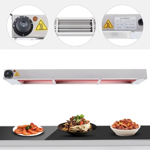 Miniatura 6 de Lámpara de calor de alimentos de 36 pulgadas, calentador de alimentos con enchufe y cadenas, temperatura ajustable de acero inoxidable plateado