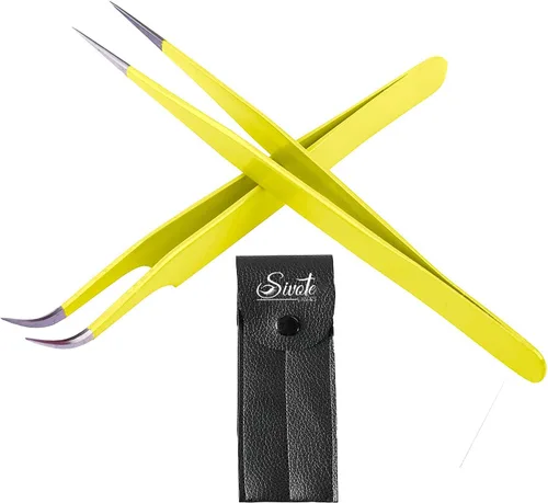 Miniatura 11 de SIVOTE Pinzas de pestañas para extensiones de pestañas para volumen, aislamiento y pestañas clásicas, paquete de 6, negro y rosa