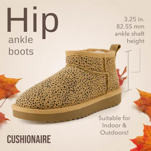Miniatura 137 de CUSHIONAIRE, Hip 2 - Botas de nieve de gamuza auténtica para mujer, sin cordones, con cómodo forro de piel de oveja sintética + espuma viscoelástica