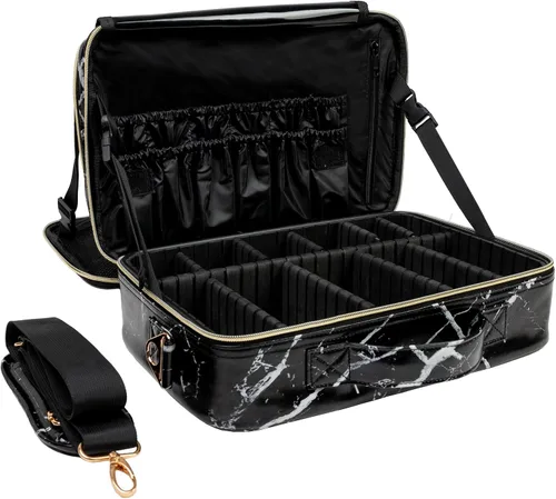 Miniatura 10 de Carrywell Estuche de viaje para maquillaje, no hecho en China, estuche de tren duro para cosméticos, organizador portátil de artistas de belleza