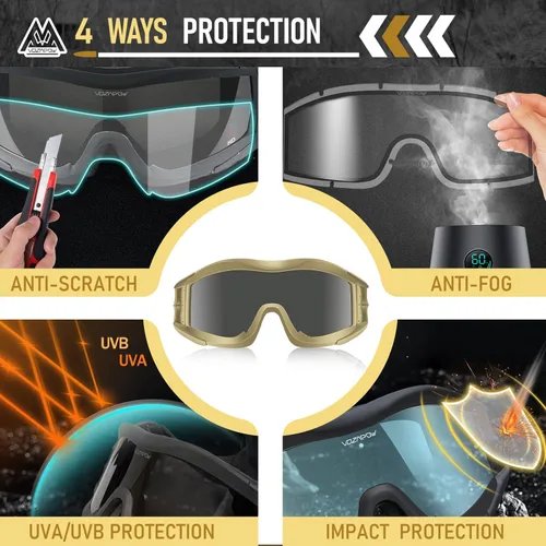Miniatura 2 de Airsoft - Gafas de seguridad antivaho con certificación ANSI Z87.1, resistentes a los impactos, gafas de tiro tácticas Lente de una sola capa A1