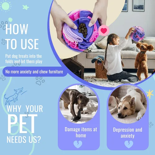 Miniatura 5 de Pelota de olfateo para mascotas, bola interactiva para perros ciegos, entrenamiento para aliviar el estrés, juguetes de enriquecimiento para perros